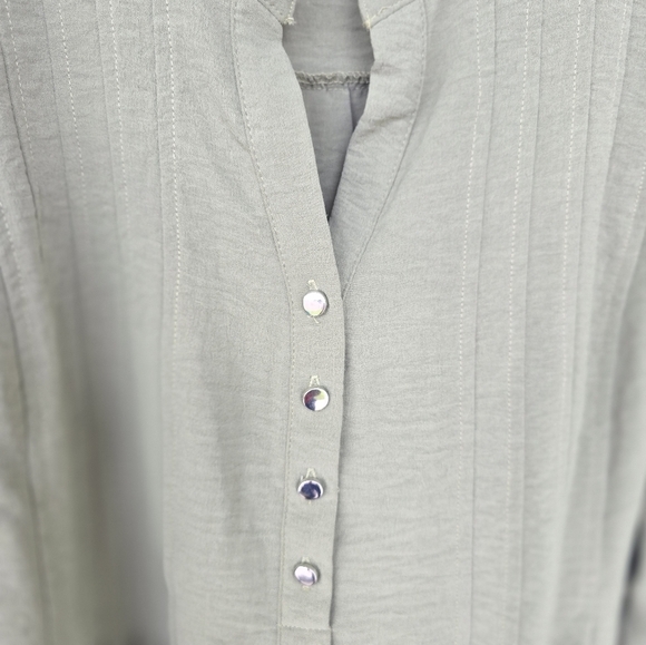 Cocomo Womens Tunic Shirt Blouse 3X Plus Green Roll Tab Sleeve - Picture 6 of 11